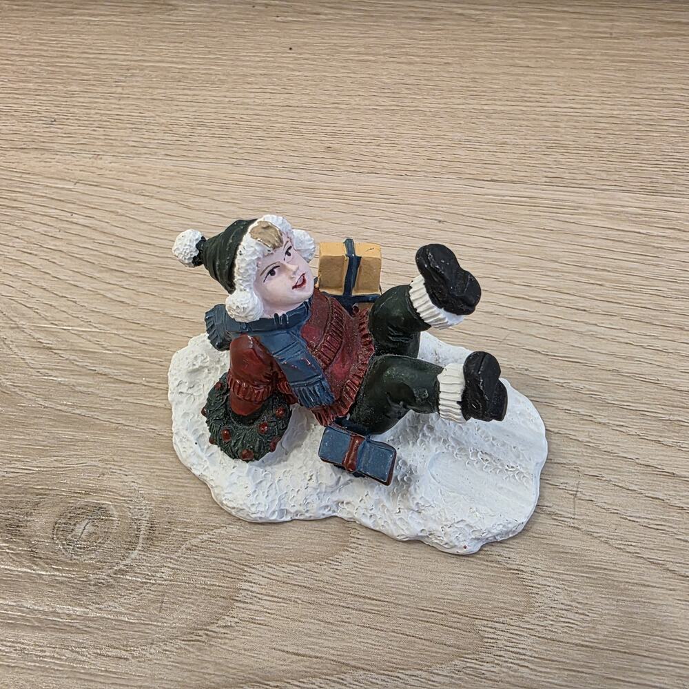 Mervyn's 1992 Christmas‎ Holiday Figurine Little Boy Slipped In The Snow